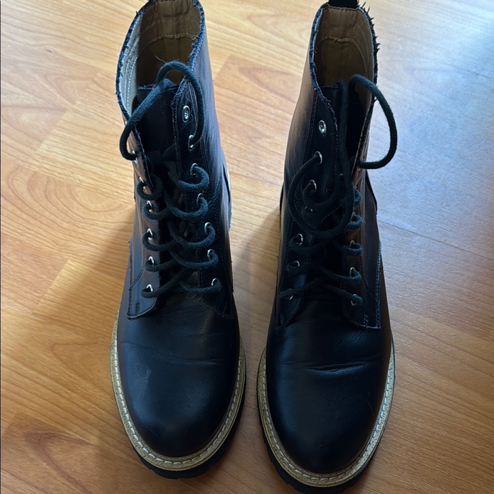 Mi.iM Black Combat Boots with Rugged Sole
